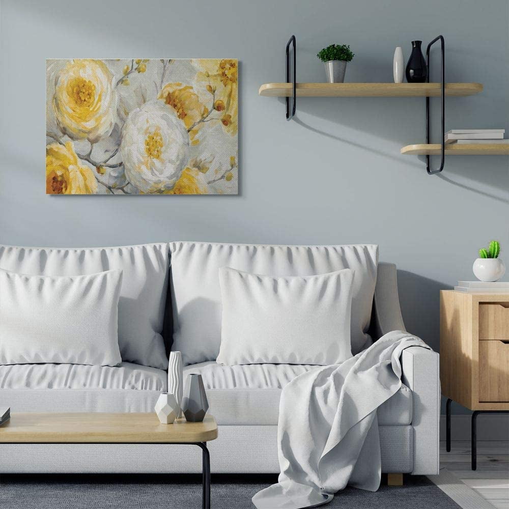 Stupell Industries Abstract Flower Blossoms Tree Yellow White Painting Canvas Wall Art Design by Lisa Audit, 30" x 40"