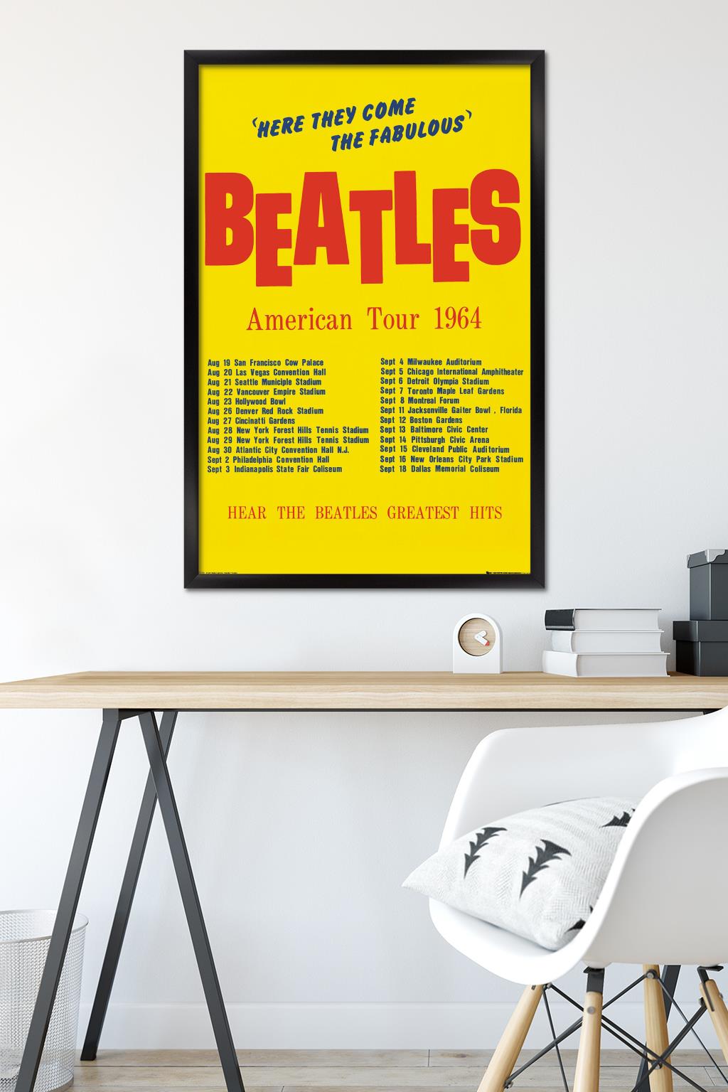 The Beatles - American Tour 1964 Wall Poster, 22.375" x 34", Framed