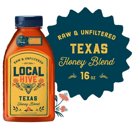 Local Hive, Raw & Unfiltered, 100% U.S. Texas Honey Blend, 16 oz Bottle