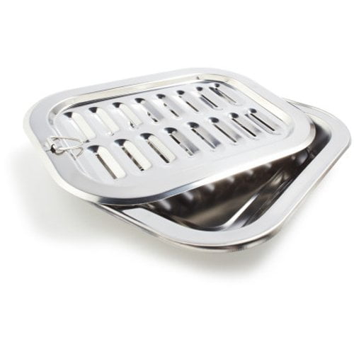 Sur La Table 12"" x 9"" Stainless Steel Broiler Pan includes Broiler Rack and Pan Silver