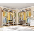 thumbnail image 4 of Ulif E3 Heavy Duty Garment Rack, 4 Tiers Freestanding Closet Organizer System with 5 Shelves, Metal Closet Organizer and Storage System for Clothes, Max Load 850lbs, 58.4"W x 15.7"D x 77.3"H, White, 4 of 8