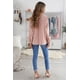 thumbnail image 1 of ABPHQTO Camisa de mujer rosa lisa con busto plisado y mangas vueltas, 1 of 5