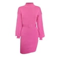 thumbnail image 5 of Genuiskids Women Long Sleeve Mock Neck Pullover Sweater Dress Belted Elegant Knitted Pullover Bodycon Sweater Mini Dress, 5 of 9