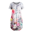 thumbnail image 2 of Gvmfive Women Summer Dress Short Sleeve Button Up Floral Mini Dress, 2 of 4