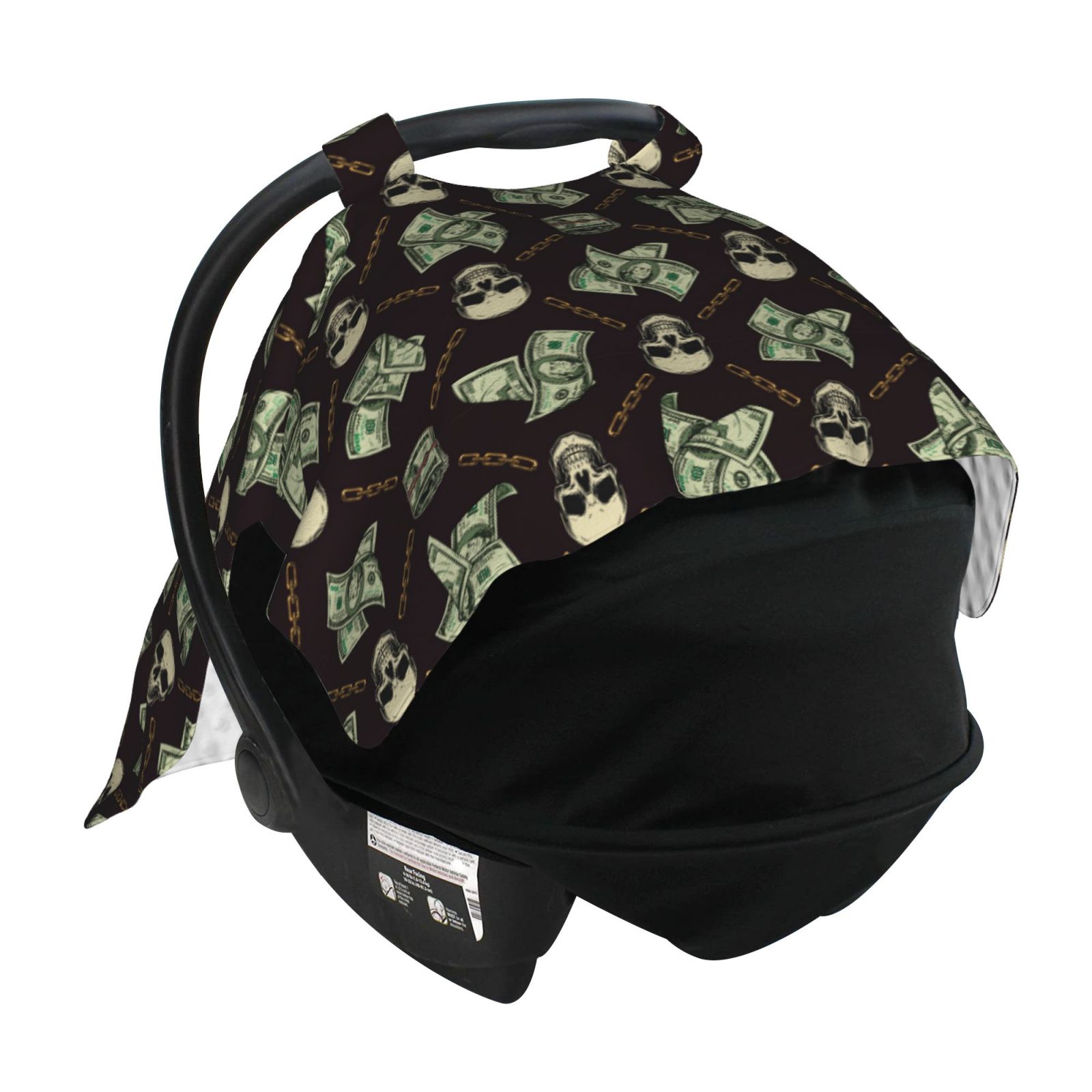 Car Seat Cover Baby - Skulls Gold Chains Dollar Breathable Infant Car Seat Cover for Baby Carseat, Lightweight Comfort Baby Essentials Must Haves Newborn Stuff for Girl Boy