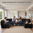 thumbnail image 2 of Ovios 130" Modular Sectional Sofa U Shaped Couch with Ottoman 6-Seater Extra Deep Seat Convertible Cloud Couches for Living Room, Black, 2 of 9