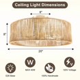 thumbnail image 2 of Tsothea 20" Boho Flush Mount Ceiling Light, Hand-Woven Natural Rattan 5-Light (Bulbs Not Included), 2 of 6
