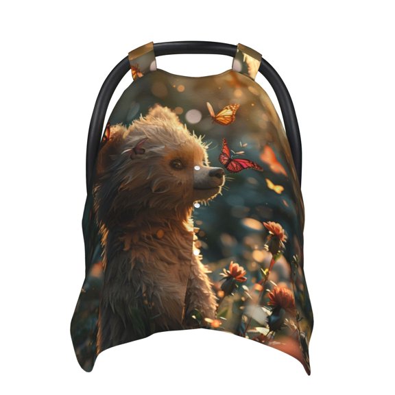 Car Seat Cover Baby - Sunshine Butterfly Flower Bear Breathable Infant Car Seat Cover for Baby Carseat, Lightweight Comfort Baby Essentials Must Haves Newborn Stuff for Girl Boy