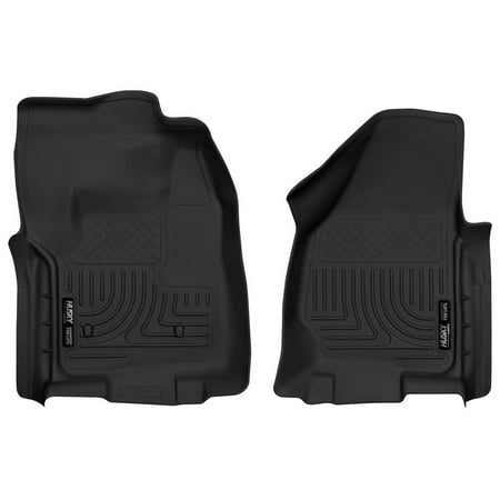 Husky Liners Weatherbeater Floor Mats | Fits 2012 - 2016 Ford F-250/F-350 Crew Cab with Drivers Side Foot Rest & Manual Shifter | Front Row, 2-pc Black - 18721