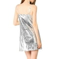 thumbnail image 4 of INSPIRE CHIC Women's Dress Glitter Sequin V Neck Adjustable Straps Prom Mini Dress S Silver, 4 of 9
