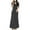 Gray, variant on Women's Square Neck Dress Short Sleeve French Ruffle Waist Slimming Maxi Dresses Black S