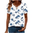 thumbnail image 3 of Favoffer Womens Printed Blouses V Neck Tie Front Short Sleeve Loose Fit Casual Tops Soft Shirts for Holiday Street Dating Weekend, 3 of 5