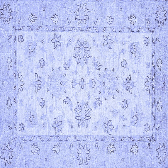 Ahgly Company Indoor Square Oriental Blue Traditional Area Rugs, 7' Square