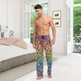 thumbnail image 2 of Men's Pajama Pants with Pockets Sleepwear Lounge Pants Stretch Casual Rainbow Gradient Leopard, 2 of 6