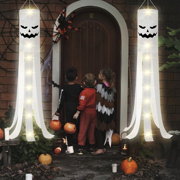 Halloween Ghost Windsock Halloween Ghost Decor Outdoor Halloween Decorations Hanging Ghosts Halloween Decor Halloween Decorations Gatherings Party Decorations Wind Bags Halloween Windpipe Flags