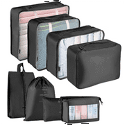 ZOUYUE Packing Cubes for Travel, 8Pcs Travel Cubes Set Foldable Suitcase Organizer Lightweight Luggage Storage Bag, Black