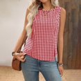 thumbnail image 4 of Tank Tops For Women Red Womens Tops Fashion Sleeveless Plaid Neck Cropped Summer Womens Tank Tops, 4 of 5