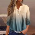 thumbnail image 2 of FamilyThread Womens V Neck Puff Long Sleeve Button Down Tunic Pleated Blouses Fall Tops Ruffle Cuffs Dressy Casual T-Shirts, 2 of 5