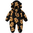 thumbnail image 2 of Maqroz Animal Print Boys Girls Fleece Jumpsuit Long Sleeve Hooded Romper Cute Cubby Graphic Loungewear with Zip, 2 of 8
