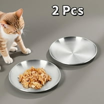 WuPing 2 Pcs Stainless Steel Dog Bowls Cat Food Bowls – Shallow Whisker-Friendly Non-Slip Silicone Base (6.7")