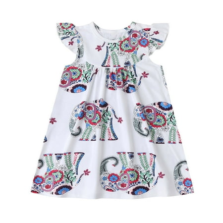 

Aayomet Flower Girl Dresses For Wedding Kids Fly Sleeve Cartoon Party Baby Princess Dress Girls Toddler Dress Elephant Girls White 2-3 Years