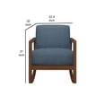 thumbnail image 4 of Clovi 32 Inch Rocker Accent Chair, Blue Fabric, Foam Cushions, Brown Wood, 4 of 4
