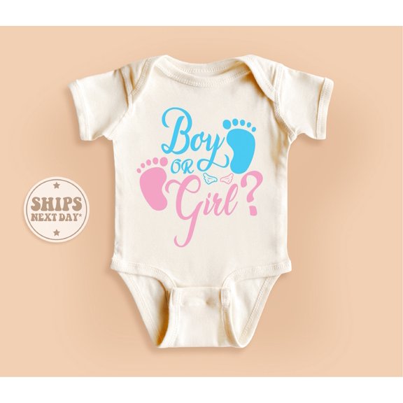 Bella Canvas with Boy Or Girl, Gender Reveal, Retro Natural Baby Gift Cute and Cool, Baby Boy or Girl Bodysuit Gift
