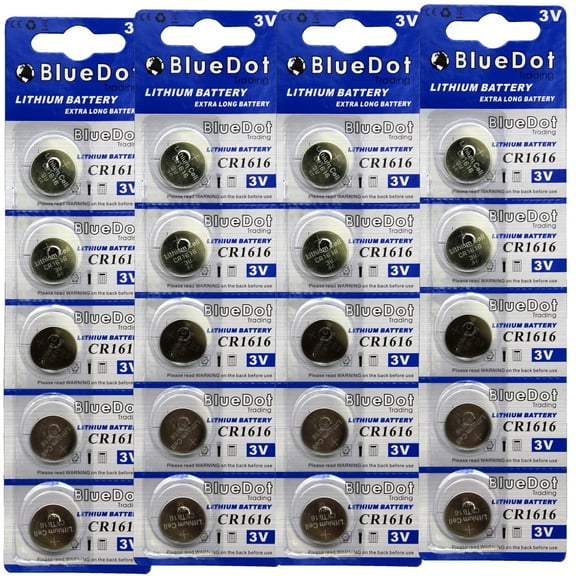 BlueDot Trading CR1616 Lithium Manganese Dioxide (Li-MnO2) Button Coin Cell Batteries - 20 Pack