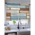 thumbnail image 5 of Sheer Curtains 54 Inch Length 2 Panels Set for Kitchen, Blue Beige Brown Vintage Semi Sheer Curtains for Windows, Retro Farmhouse Elegant Pastoral Voile Window Treatments Rod Pocket Curtain, 5 of 7