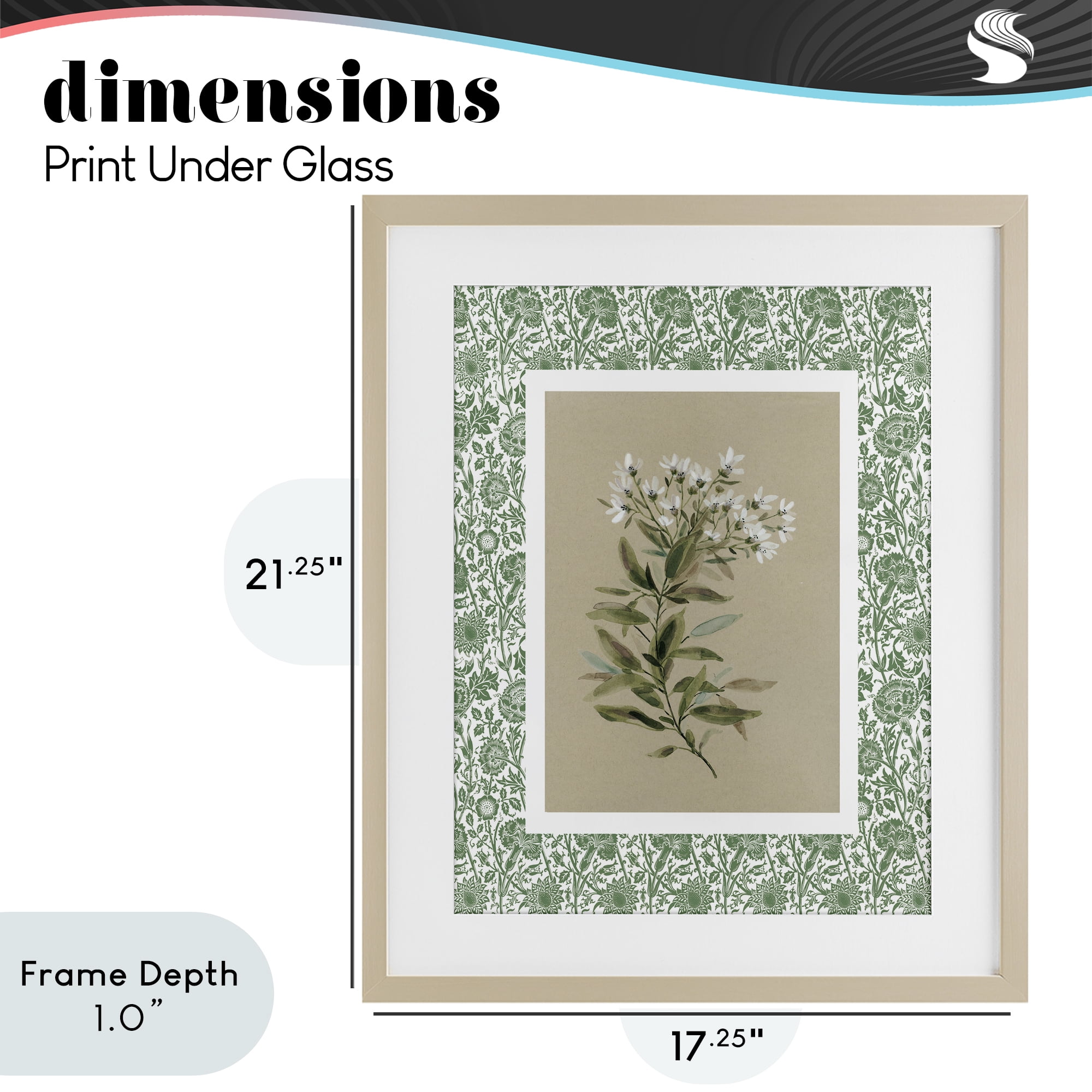 Stupell Industries Green Botanical Pattern Birch Framed Print Under Glass, design by Carol Robinson