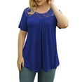 thumbnail image 2 of VERABENDI Women's Plus Size Tops Summer Short Sleeve Lady Tunic Shirts Lace Splicing Blouses,M-4XL, 2 of 6