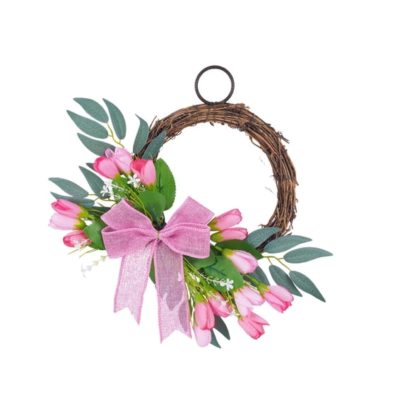 Wmkox8yii Artificial Tulip Wreath for Front Door,Tulip Floral Wreath for Spring Mother's Day Decor,Easter Holiday Wall Party Supplies