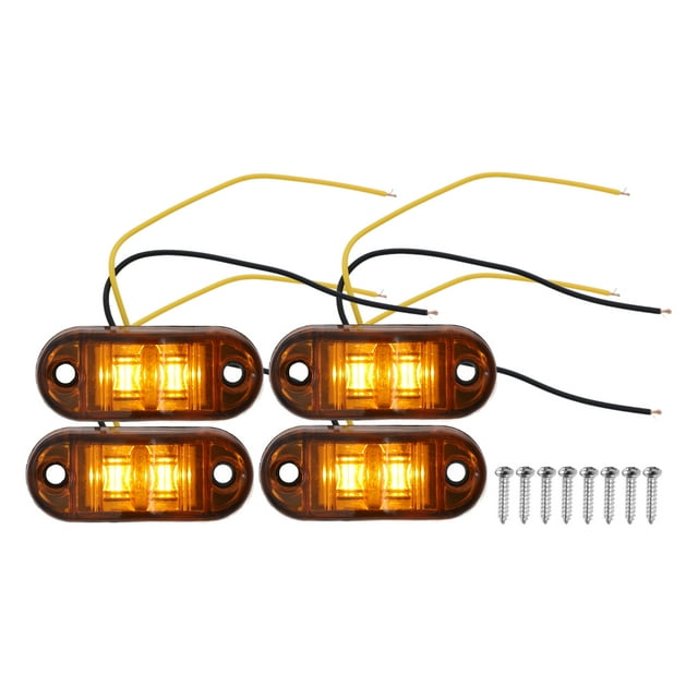 Unique Bargains Front Rear Side Marker Light 2 LED for Truck Camper Van Lorry RV Plastic Amber (Set of 4)