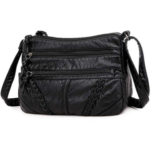 Bolsa Bolso Dama Casual Cuero Gran Capacidad Impermeable Viaje Negro