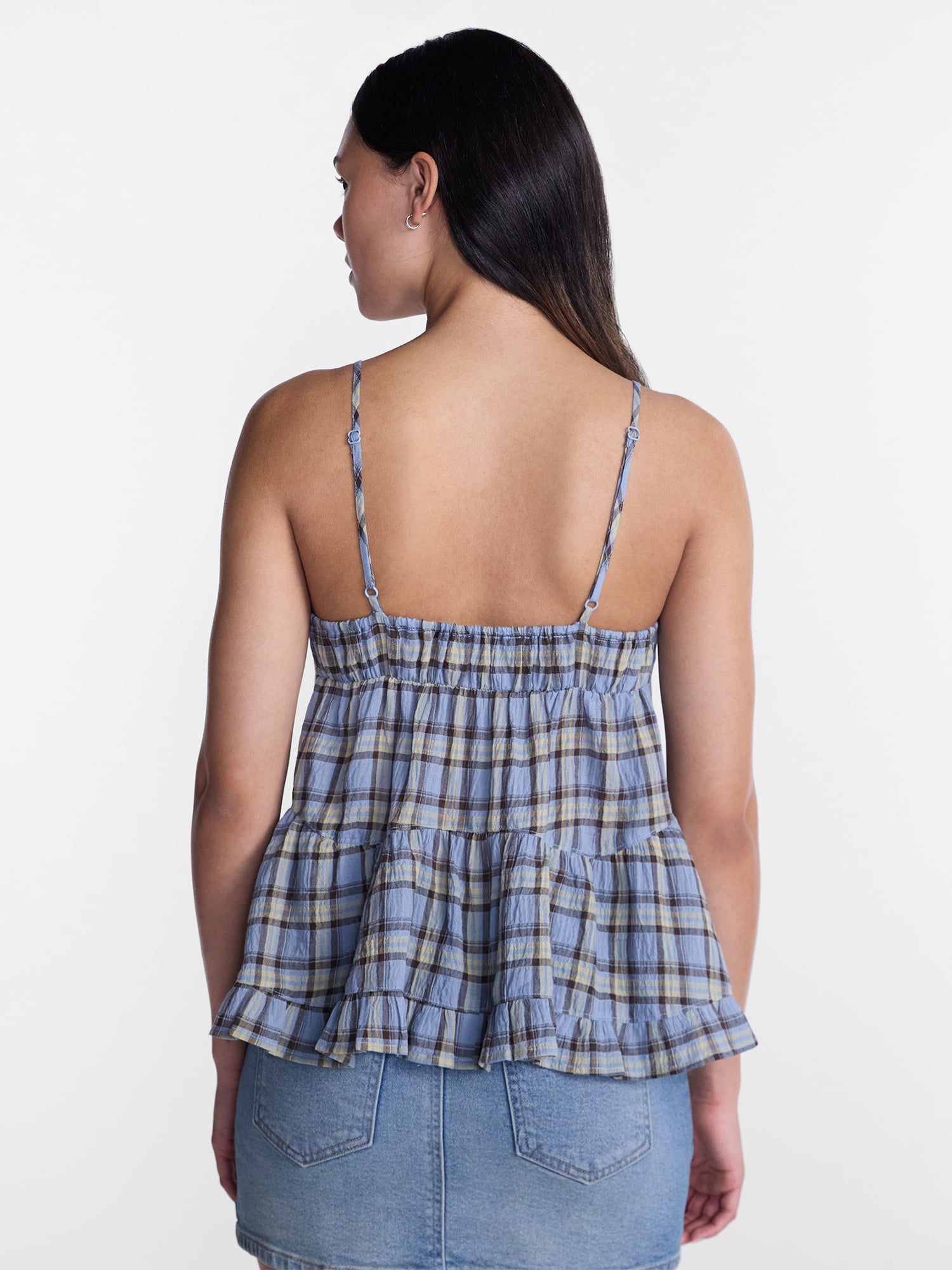 No Boundaries Tiered Woven Cotton Cami, Women's XXS-XXL
