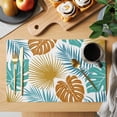 thumbnail image 2 of Orange Teal Palm Leaves Placemats Set of 12 Tropical Botanical Summer Place Mats Indoor Wipeable Table Mats Washable Cloth Dining Table Placemats for Kitchen Holiday Party Home Decor 13x19 Inch, 2 of 9