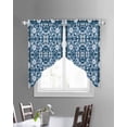 thumbnail image 3 of Blue White White Flowers Swag Valances for Windows, Rustic Vintage Botanical Leaves Rod Pocket Sheer Valances for Windows, Swag Toppers Light Filtering for Kitchen Living Room 2 Panels 36''x45'', 3 of 6