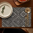 thumbnail image 5 of Black and White Geometric Pattern Summer Placemats Table Placemats Set Of 4-Linen Kitchen Washable Placemats Table Mats 11.8"x17.7"Non-Slip Heat Resistant, 5 of 6