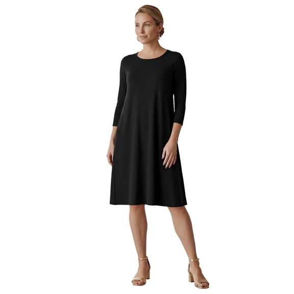 Jessica London Women's Plus Size Stretch Knit Three-Quarter Sleeve T-Shirt Dress
