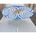 thumbnail image 3 of D13411 32" Paper Parasol Sky Blue Spiral Pattern Japanese Style Umbrella w/ Wood Handle, 3 of 4
