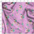 thumbnail image 4 of Soimoi Pink Poly Georgette Fabric Snowman & Tree Christmas Fabric Prints By Yard 52 Inch Wide, 4 of 5