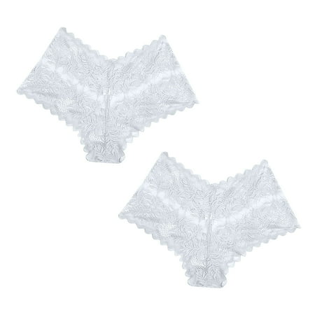 uublik Value 2-Pack  Womens Briefs Underwear High Waist Breathable Briefs Soft Underpants Ladies Stretch Panties Womens Lace Underwear White