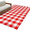 thumbnail image 2 of Red White Plaid Runner Rug 2.7x5 FT, Non Slip Entryway Carpet, Modern Farmhouse Buffalo Check Gingham Washable Soft Floor Carpet Entrance Mat Non-Shedding Throw Rug for Hallway Laundry Room Bedside, 2 of 9