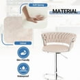 thumbnail image 3 of Baxluxe Swivel Bar Stools Set of 2, 2 Pieces 360 Degree Swivel Bar Chairs with Metal Base, Adjustable Counter Height Velvet Barstool Dining Chairs, High Stool Pub Chairs for Kitchen Island, Beige, 3 of 7