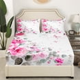 thumbnail image 3 of Erosebridal Pink Flower Bed Sheets Full for Girls, Ink Painting Style Bedding, Microfiber 4pcs, 3 of 6