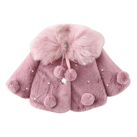 

Faux Fur Coat Newborn Infant Baby Girl Jacket Cape Cloak Poncho 0-3 Years