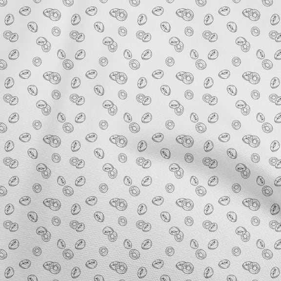 oneOone Viscose Chiffon White Fabric Donuts Sewing Craft Projects Fabric Prints By Yard 42 Inch Wide