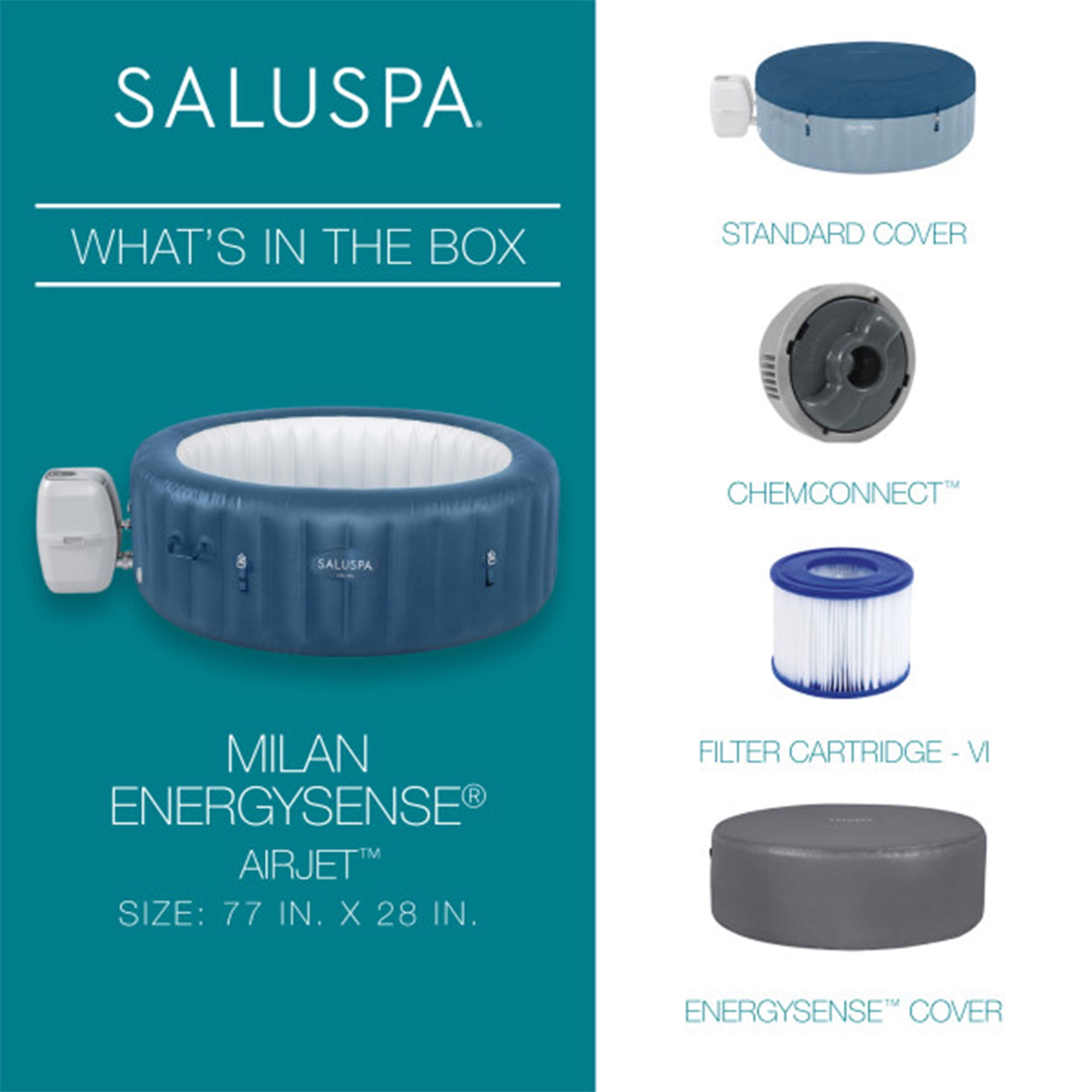 Bestway SaluSpa Milan Hot Tub + Bestway SaluSpa Spa Seat (2 Pack)