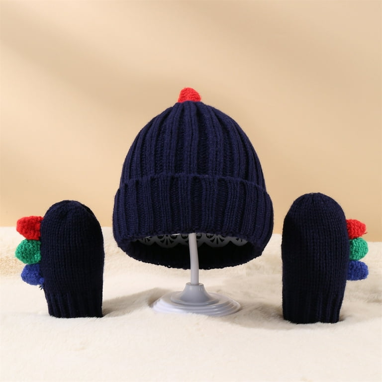 Girls navy online hat and gloves