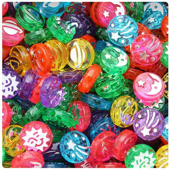 BeadTin Celestial 13mm Picture Beads - Jelly Mix Transparent with Silver (30pcs)